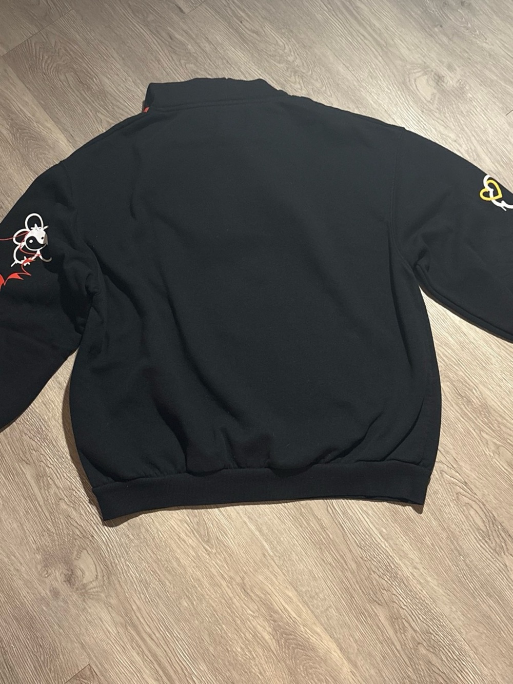 Bershka Black Hoodie with Red Accent and Blue Print - Picture 4 of 4